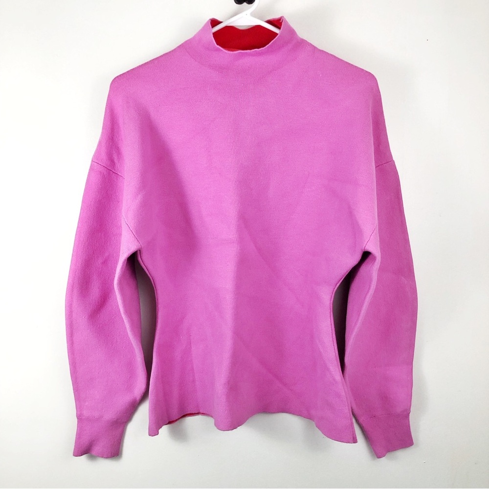 Zara Women’s Mock Turtleneck Balloon Sleeve Sweater Pink Size Small